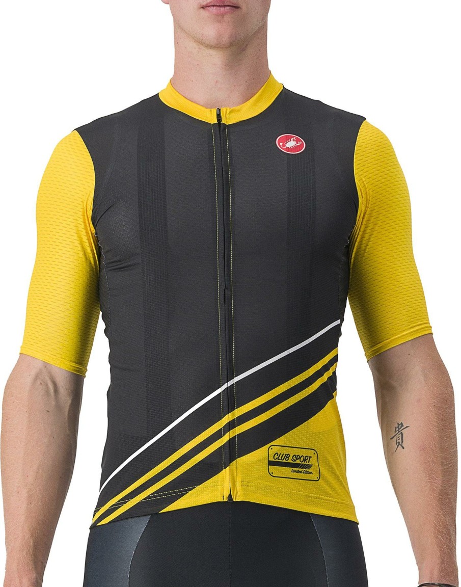 Clothing Castelli Short Sleeve Jerseys | Castelli Club Sport Racing Competizione Jersey Black/Yellow