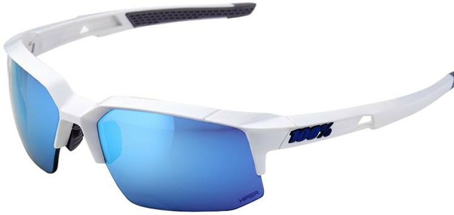 Helmets & Protection 1 Sunglasses | 100% Eyewear Speedcoupe - Hiper Iceberg Blue Mirror Lens Matte White