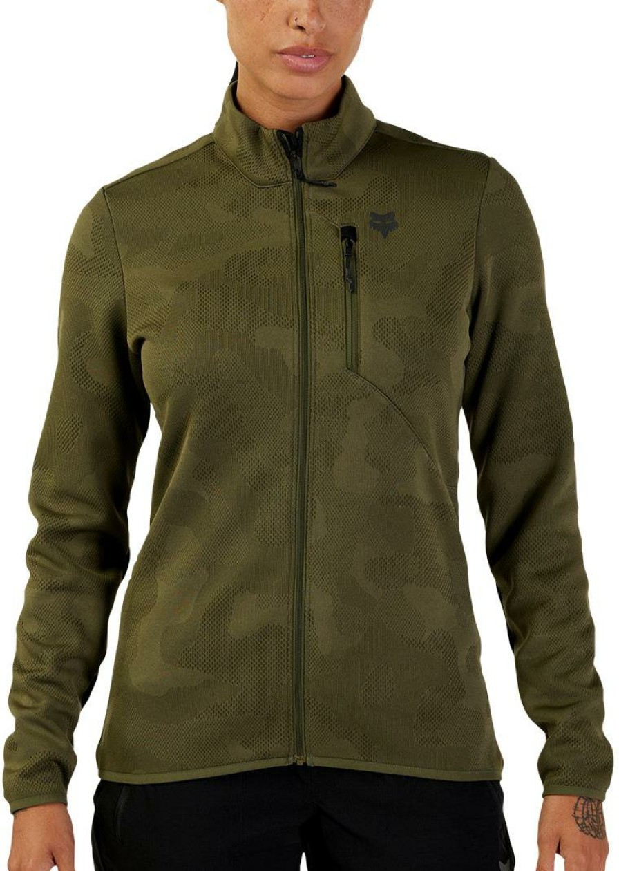 Clothing Fox Racing Long Sleeve Jerseys | Fox Racing Women'S Ranger Midlayer Fz Long Sleeve Jersey Olive Green