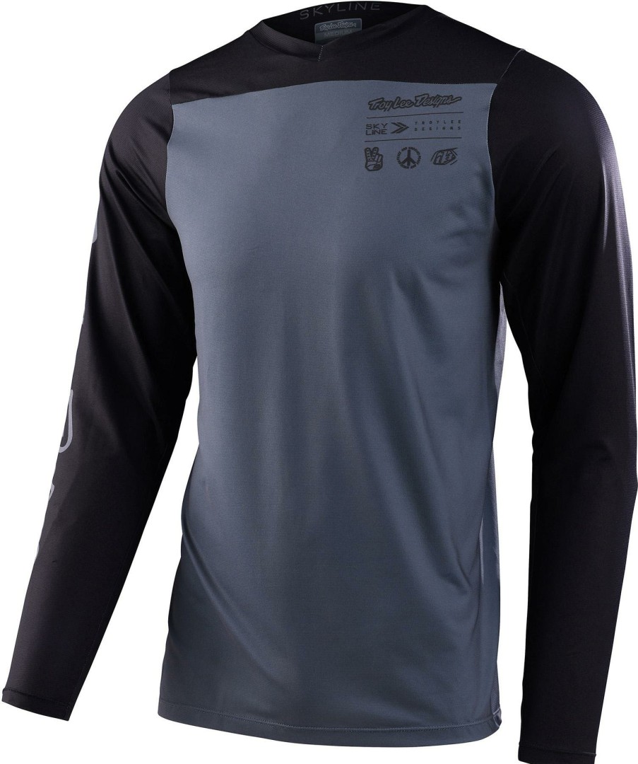 Clothing Troy Lee Designs Long Sleeve Jerseys | Troy Lee Designs Skyline Long Sleeve Mono Mtb Cycling Jersey Charcoal