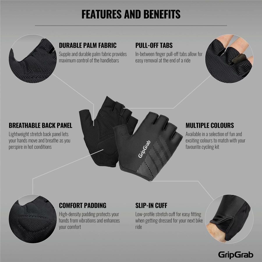 Helmets & Protection GripGrab Gloves | Gripgrab Ride Lightweight Padded Glove Black