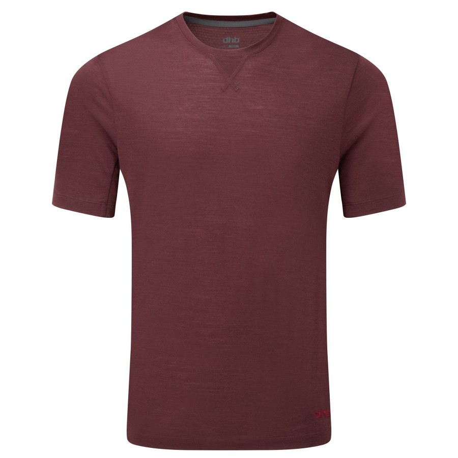 Clothing DHB Short Sleeve Jerseys | Dhb Trail Men'S Merino Short Sleeve Jersey (M_130) Burgundy