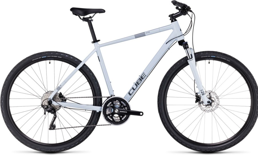 Bikes Cube | Cube Nature Pro Trekking Hybrid Bike (2023) Frost White - Grey