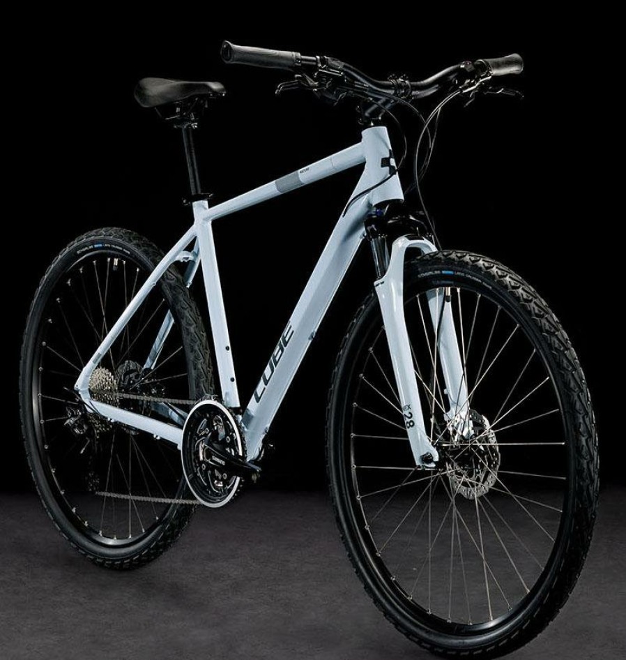 Bikes Cube | Cube Nature Pro Trekking Hybrid Bike (2023) Frost White - Grey