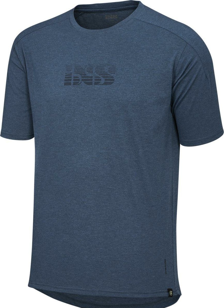 Clothing IXS Short Sleeve Jerseys | Ixs Flow Fade Tech Tee Marine