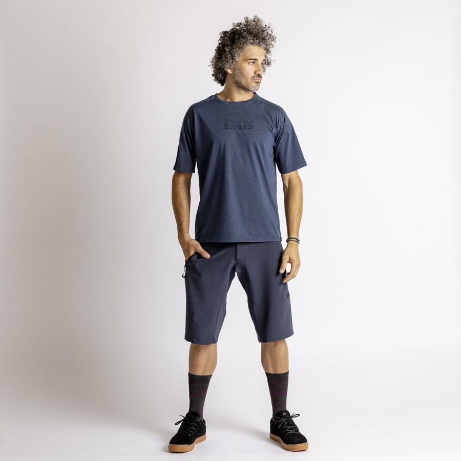 Clothing IXS Short Sleeve Jerseys | Ixs Flow Fade Tech Tee Marine