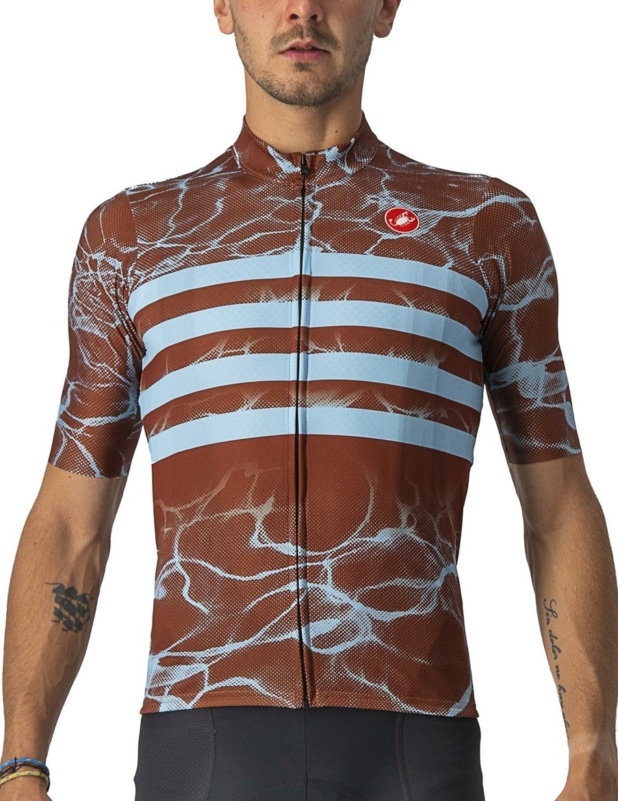 Clothing Castelli Short Sleeve Jerseys | Castelli Visone Squadra Jersey Honey Yellow/Purple