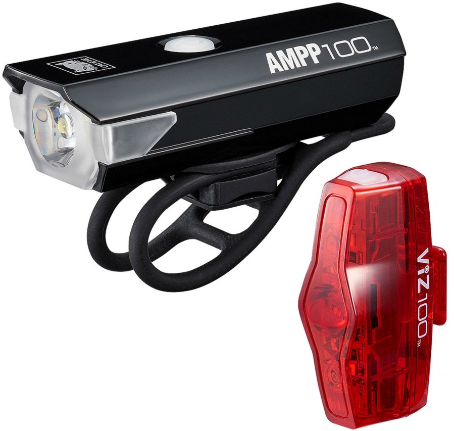 Accessories Cateye Bike Lights | Cateye Ampp 100 And Viz 100 Light Set Black/Red