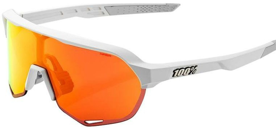 Helmets & Protection 1 Sunglasses | 100% Eyewear S2 Soft Tact Mirror Red Lens Sunglasses White