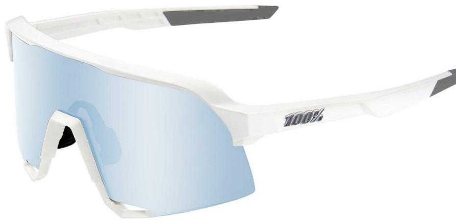 Helmets & Protection 1 Sunglasses | 100% Eyewear S3 Matte White Hiper Blue Mirror Lens Sunglasses White/Mirror