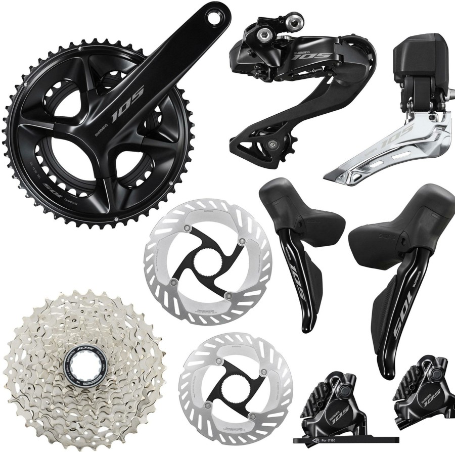 Bike Parts Shimano Groupsets | Shimano 105 R7100 Di2 Complete Disc Groupset Grey