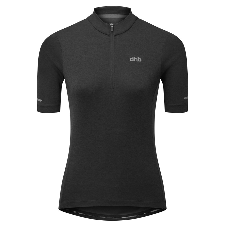 Clothing DHB Short Sleeve Jerseys | Dhb Women'S 1/4 Zip Short Sleeve Jersey 2.0 Black