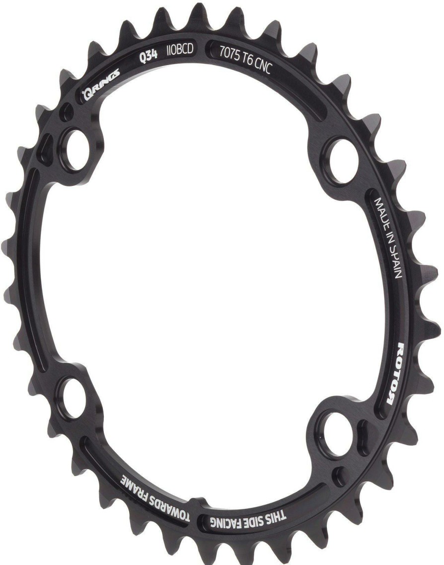 Bike Parts Rotor Chainrings | Rotor Q-Ring Oval Chainring Black