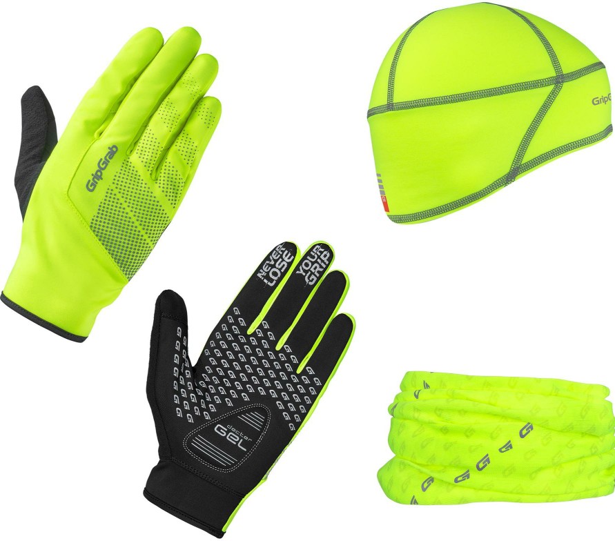 Helmets & Protection GripGrab Headwear | Gripgrab Hi Viz Cycling Essentials Kit Yellow