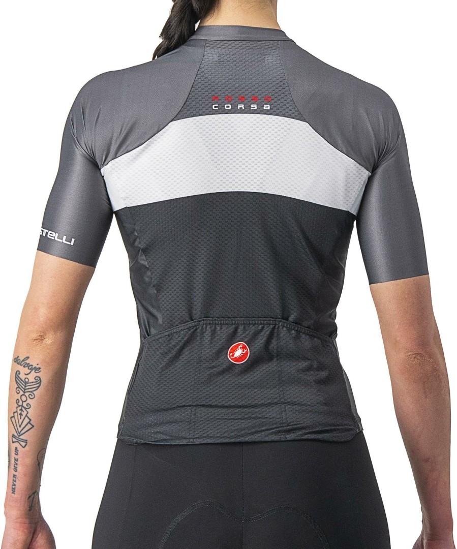 Clothing Castelli Short Sleeve Jerseys | Castelli Women'S Aero Pro Jersey Saville Blue/Ivory/Bordeaux