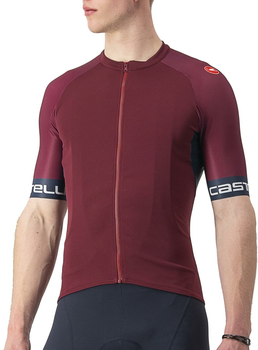 Clothing Castelli Short Sleeve Jerseys | Castelli Entrata Vi Jersey Savile Blue/Bordeaux