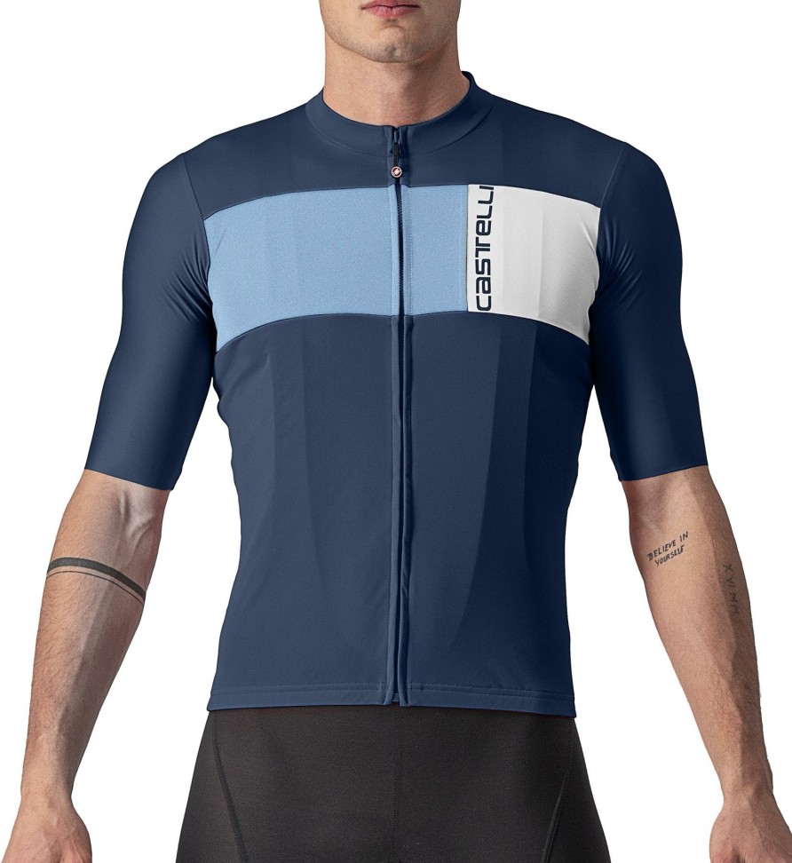 Clothing Castelli Short Sleeve Jerseys | Castelli Prologo 7 Jersey Light Black/Silver Grey/Ivory