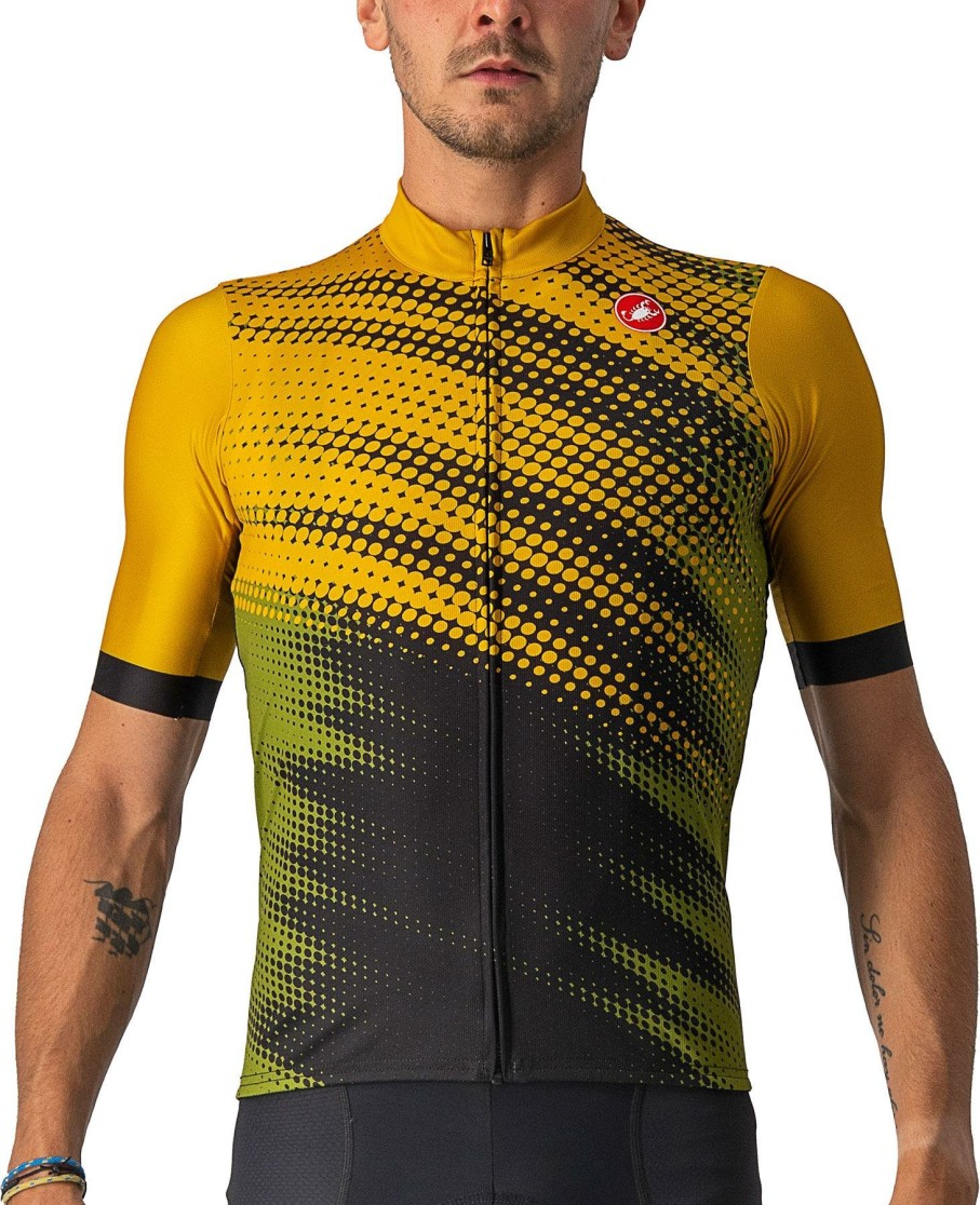 Clothing Castelli Short Sleeve Jerseys | Castelli Distanza Squadra Jersey Golden Yellow/Black