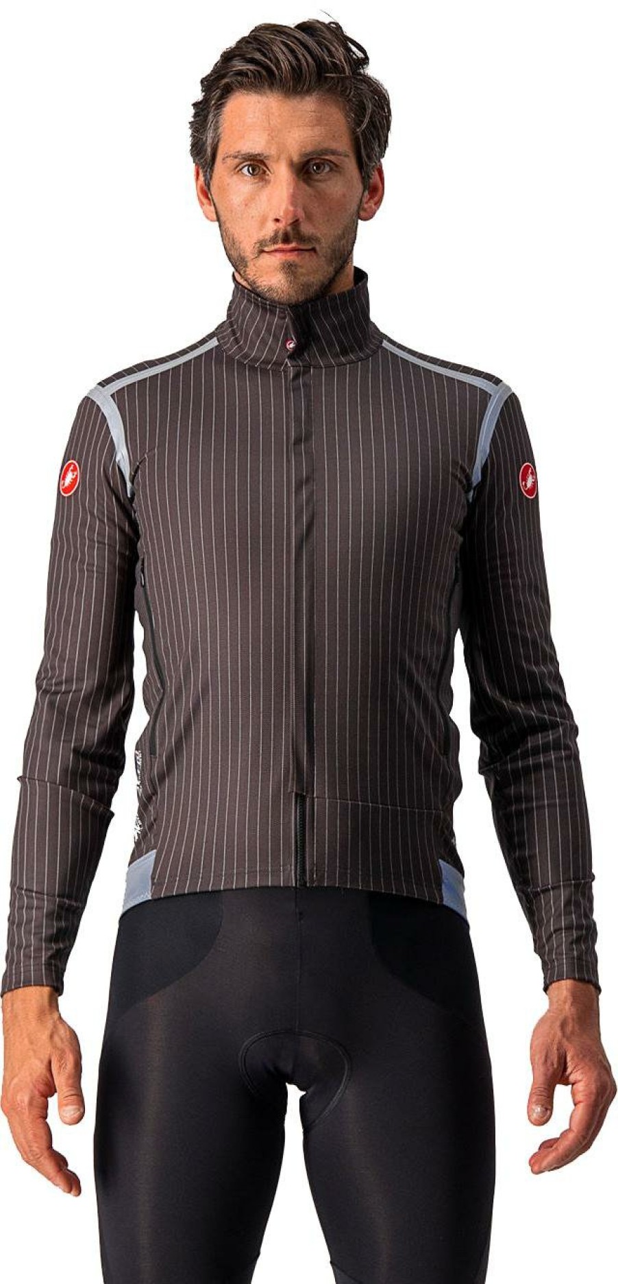 Clothing Castelli | Castelli Perfetto Ros Pinstripe Ls Jacket Charcoal/Pinstripe