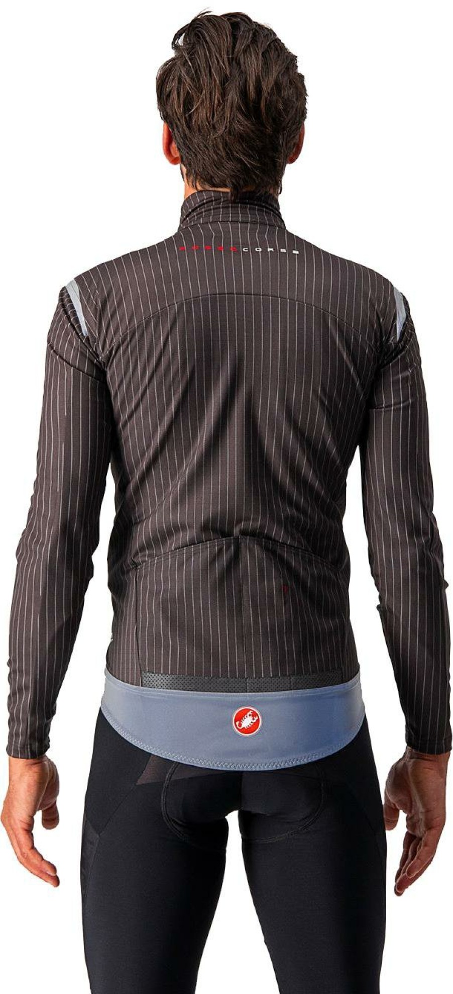 Clothing Castelli | Castelli Perfetto Ros Pinstripe Ls Jacket Charcoal/Pinstripe