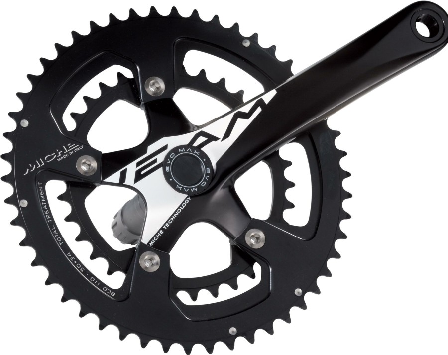 Bike Parts Miche Chainsets & Cranksets | Miche Team Evo Max 2X10 Speed Road Chainset Black