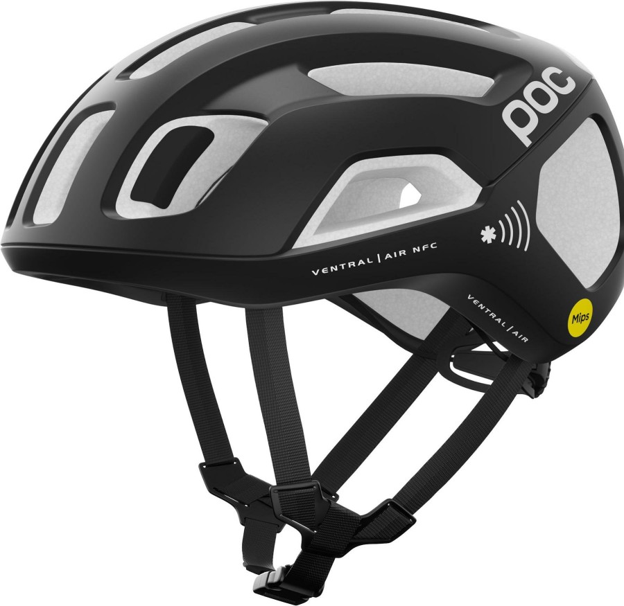 Helmets & Protection POC Road Bike Helmets | Poc Ventral Air Mips Nfc Helmet Uranium Black/Hydrogen White Matt