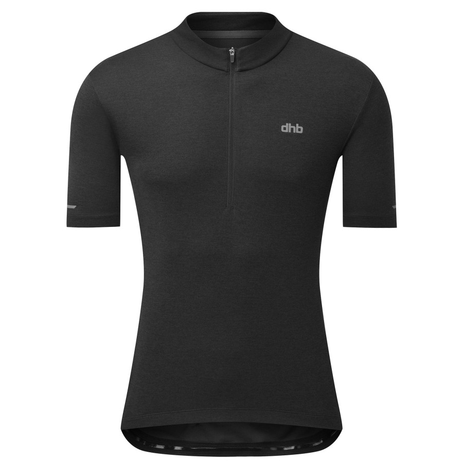 Clothing DHB Short Sleeve Jerseys | Dhb Men'S 1/4 Zip Short Sleeve Jersey 2.0 Black